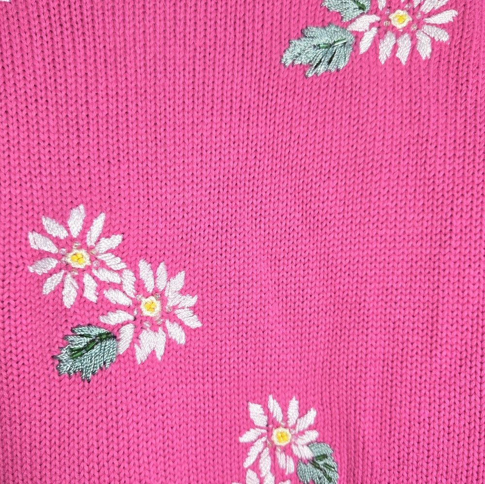 Vintage Quacker Factory Embroidered Flower Sweater Medium - Picture 4 of 6